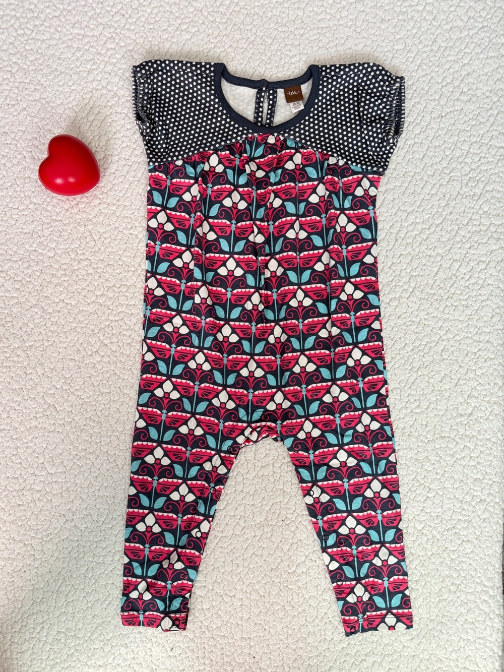 Tea Collection Navy, Pink & Teal Floral-Pattern One-Piece